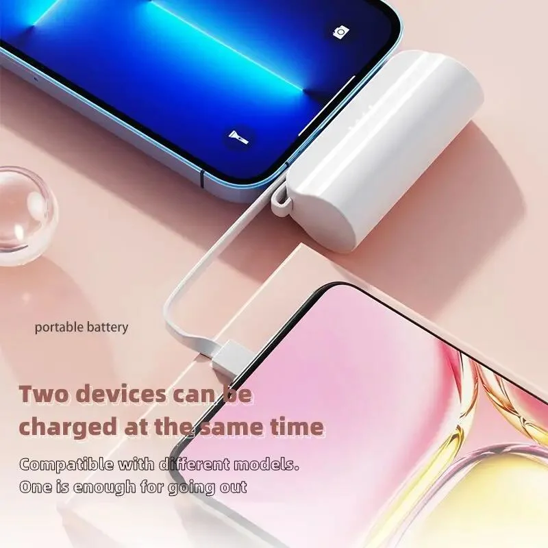 Wholesale 5000mAh Portable Rear Plug-in Power Bank Mini Power Bank Built-in Wired Mobile Power Bank Small Power Bank Factory