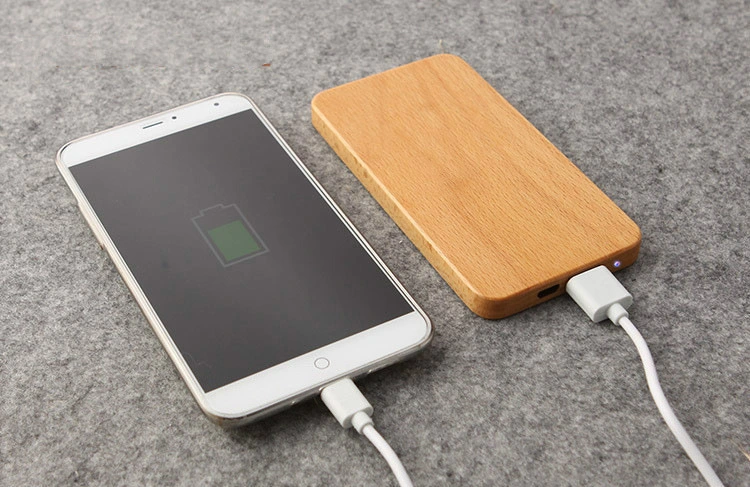 Custom Engrave Logo Lithium Battery Wooden Bamboo Portable Power Bank 8000mAh