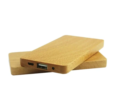 Banca di potere in legno 4000mAh-5000mAh-6000mAh-8000mAh Caricatore mobile per batteria esterna Banca di potere in bambù