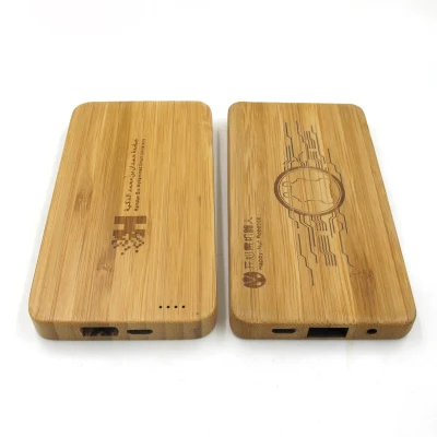 Batteria al litio con logo personalizzato, power bank portatile in legno e bambù, 8000 mAh